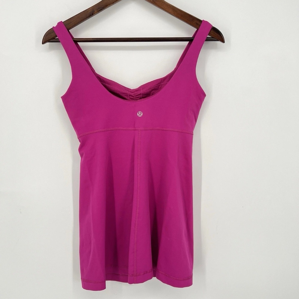 Lululemon Aria Tank Raspberry Pink Ruched Neck Sz 4